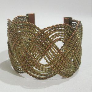 Vintage Woven Wire Women's Bracelet Brass Copper Cuff
